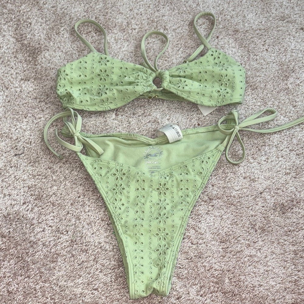 Hollister Light Green Eyelet Bikini